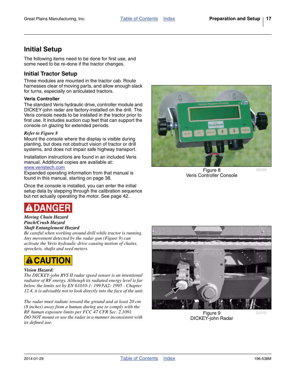 Initial setup, Initial tractor setup, Veris controller | Great Plains 3N-4025P Operator Manual User Manual | Page 21 / 194