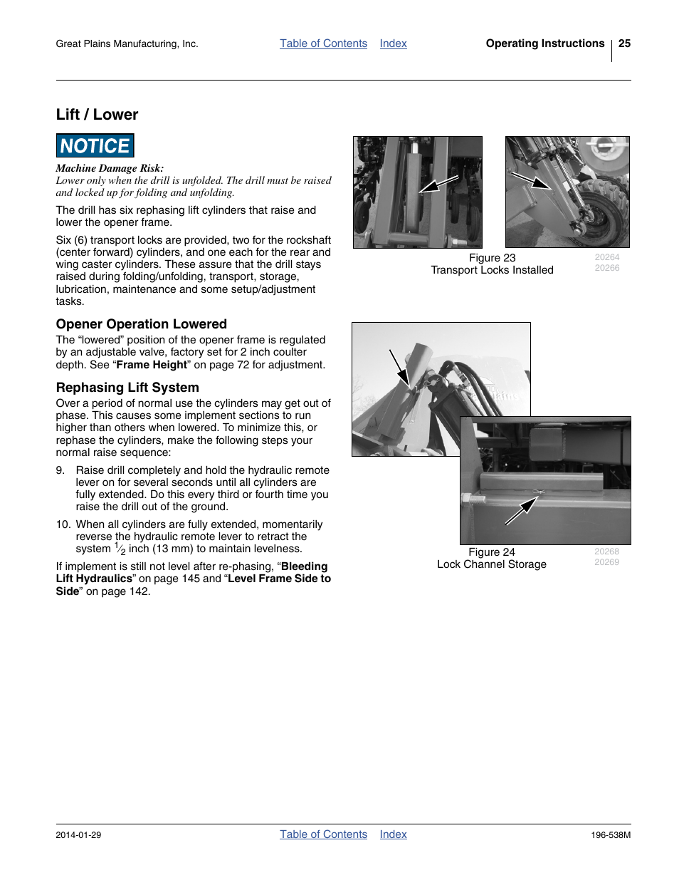 Lift / lower, Opener operation lowered, Rephasing lift system | Opener operation lowered rephasing lift system | Great Plains 3N-4025P Operator Manual User Manual | Page 29 / 194