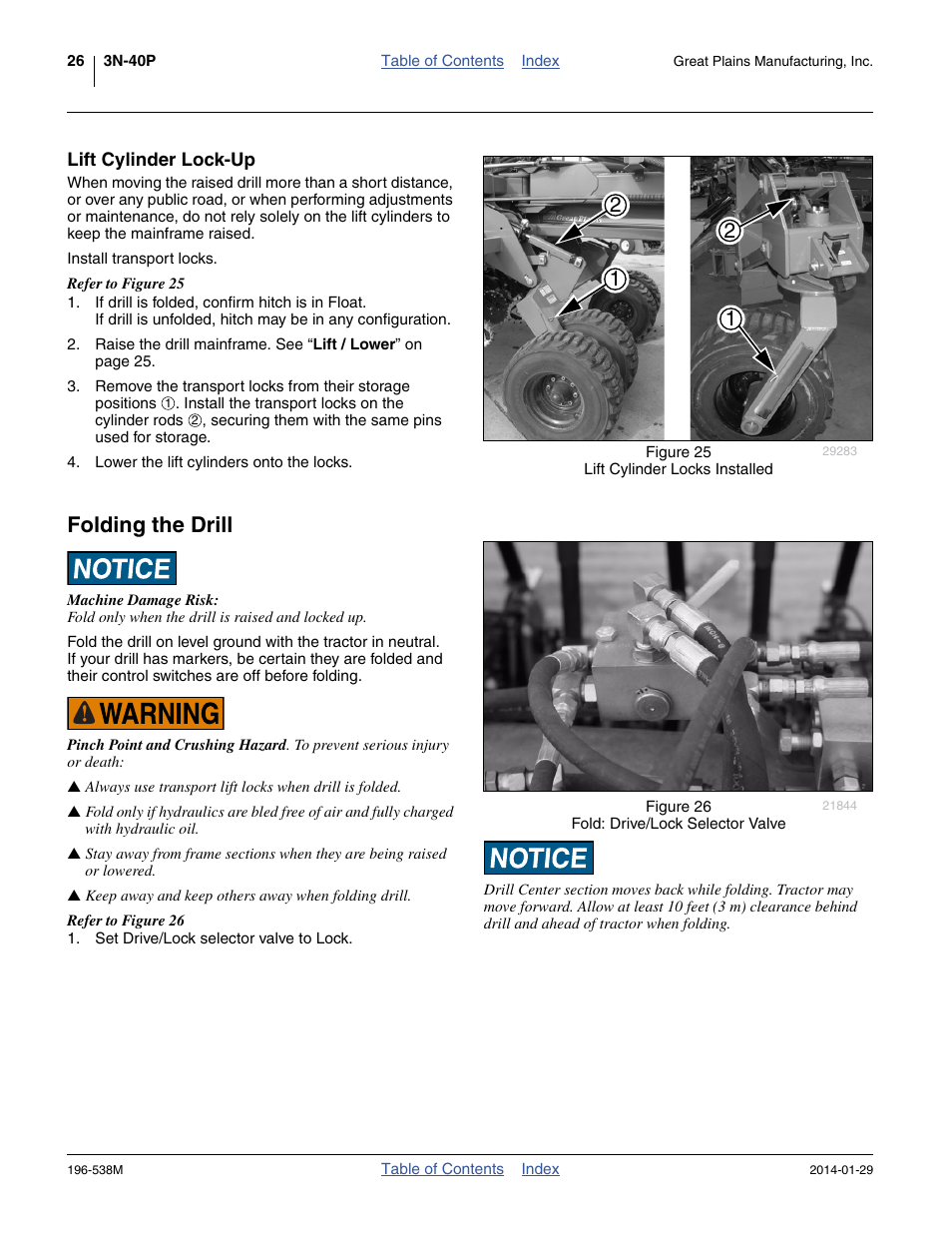 Lift cylinder lock-up, Folding the drill | Great Plains 3N-4025P Operator Manual User Manual | Page 30 / 194