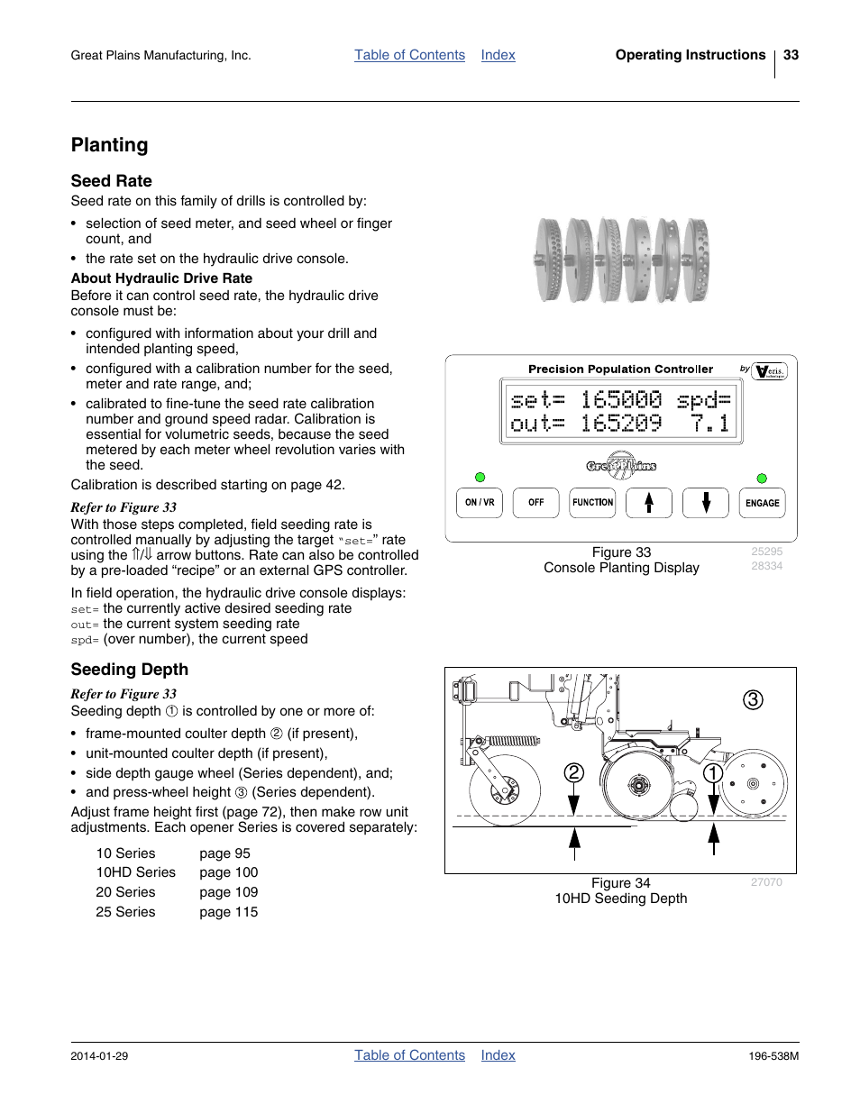 Planting, Seed rate, About hydraulic drive rate | Seeding depth | Great Plains 3N-4025P Operator Manual User Manual | Page 37 / 194