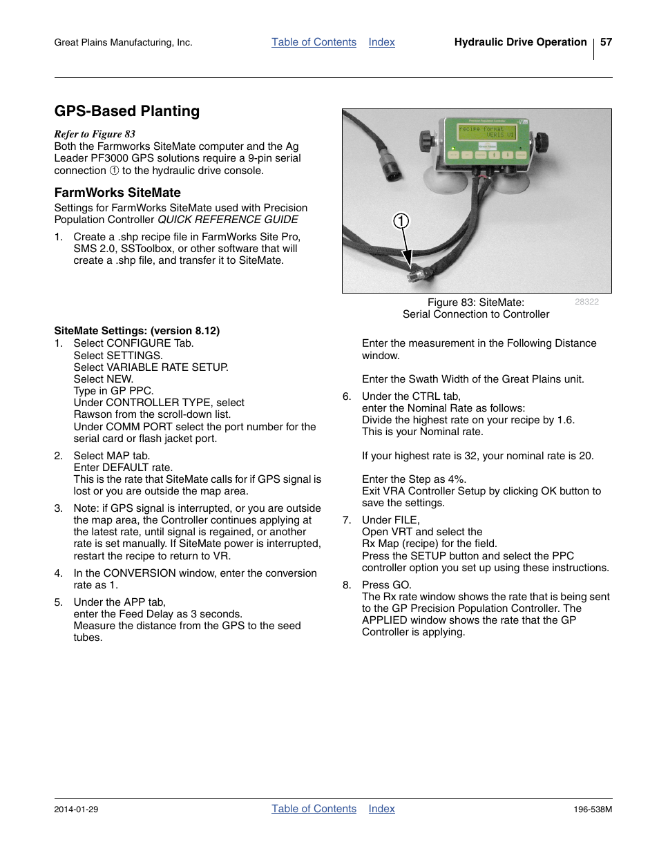 Gps-based planting, Farmworks sitemate, Sitemate settings: (version 8.12) | Great Plains 3N-4025P Operator Manual User Manual | Page 61 / 194