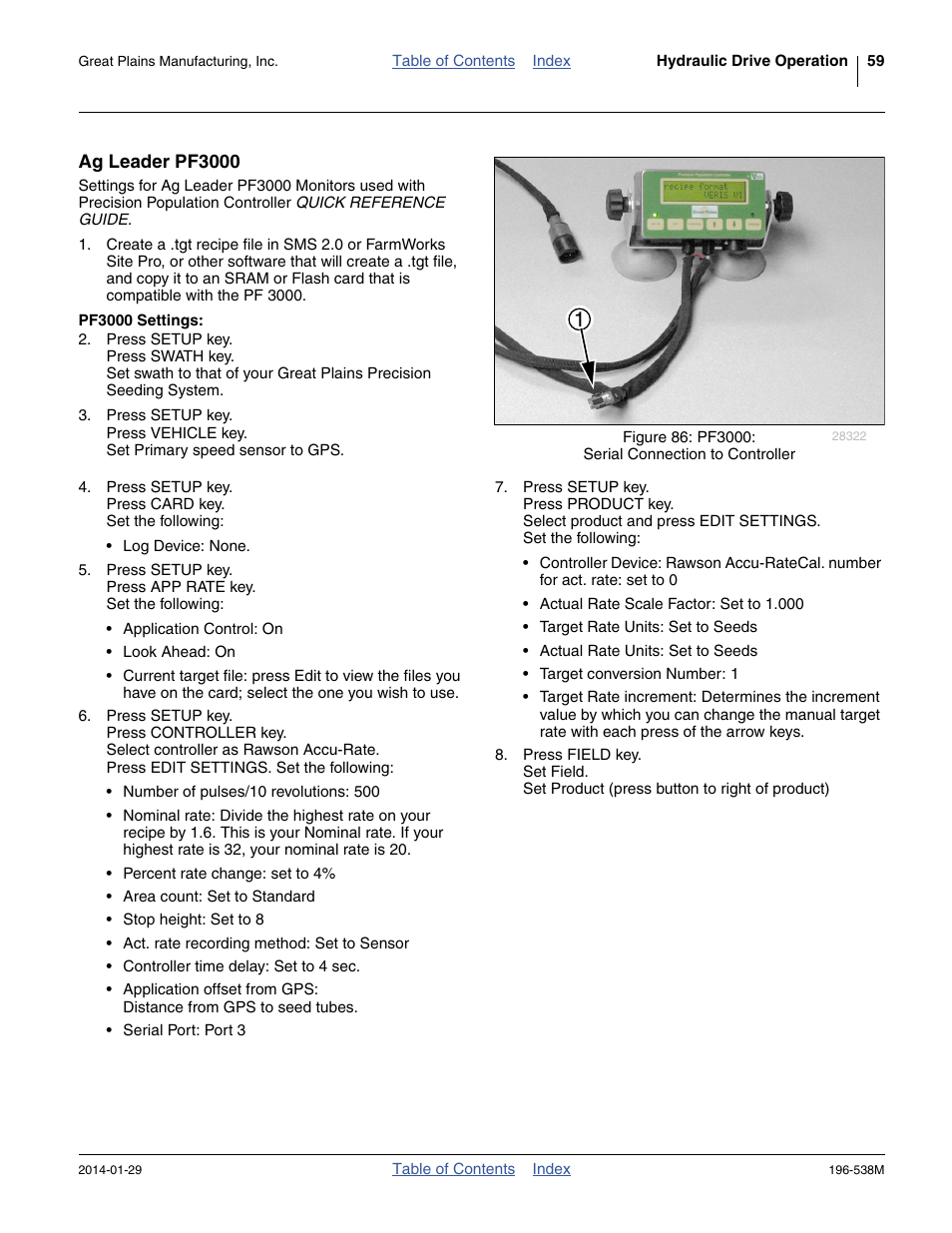 Ag leader pf3000, Pf3000 settings | Great Plains 3N-4025P Operator Manual User Manual | Page 63 / 194