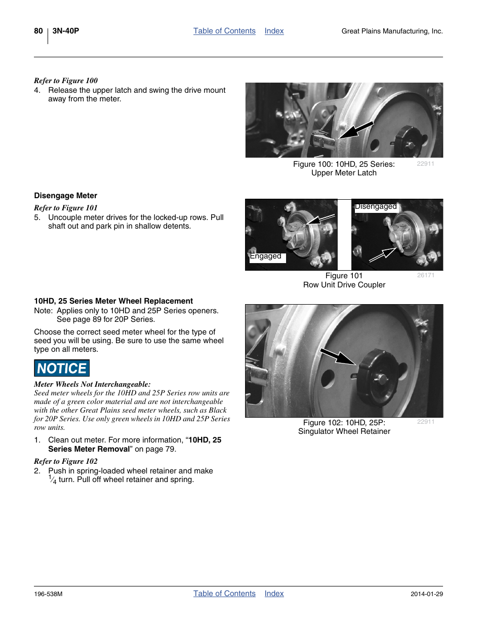 Disengage meter, 10hd, 25 series meter wheel replacement | Great Plains 3N-4025P Operator Manual User Manual | Page 84 / 194