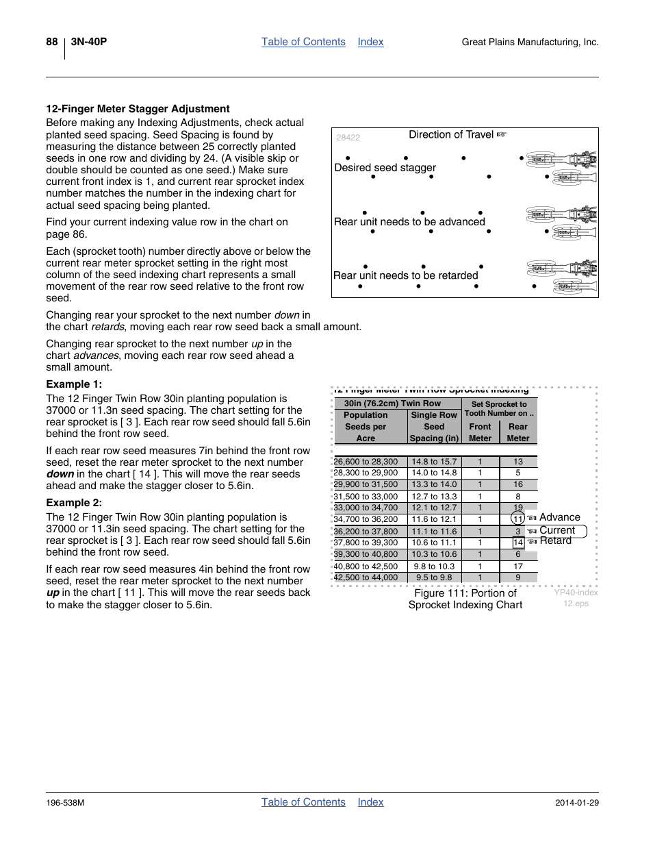 Finger meter stagger adjustment, Example 1, Example 2 | Great Plains 3N-4025P Operator Manual User Manual | Page 92 / 194
