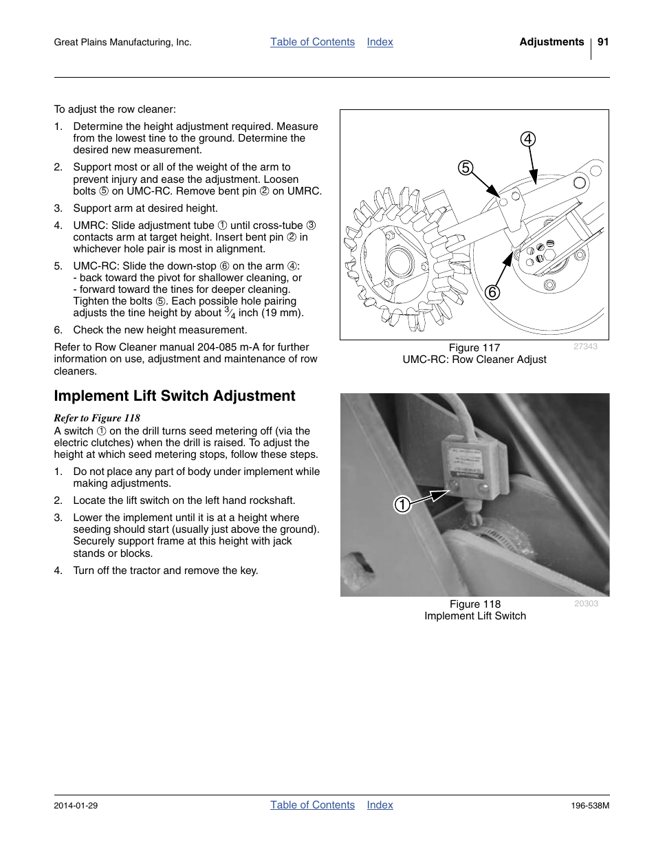 Implement lift switch adjustment | Great Plains 3N-4025P Operator Manual User Manual | Page 95 / 194