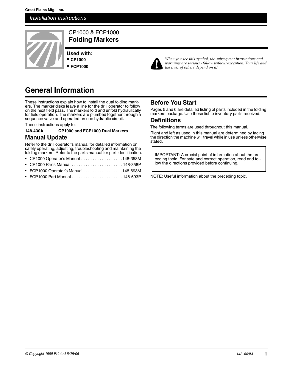 Great Plains FCP1000 Assembly Instructions User Manual | 6 pages