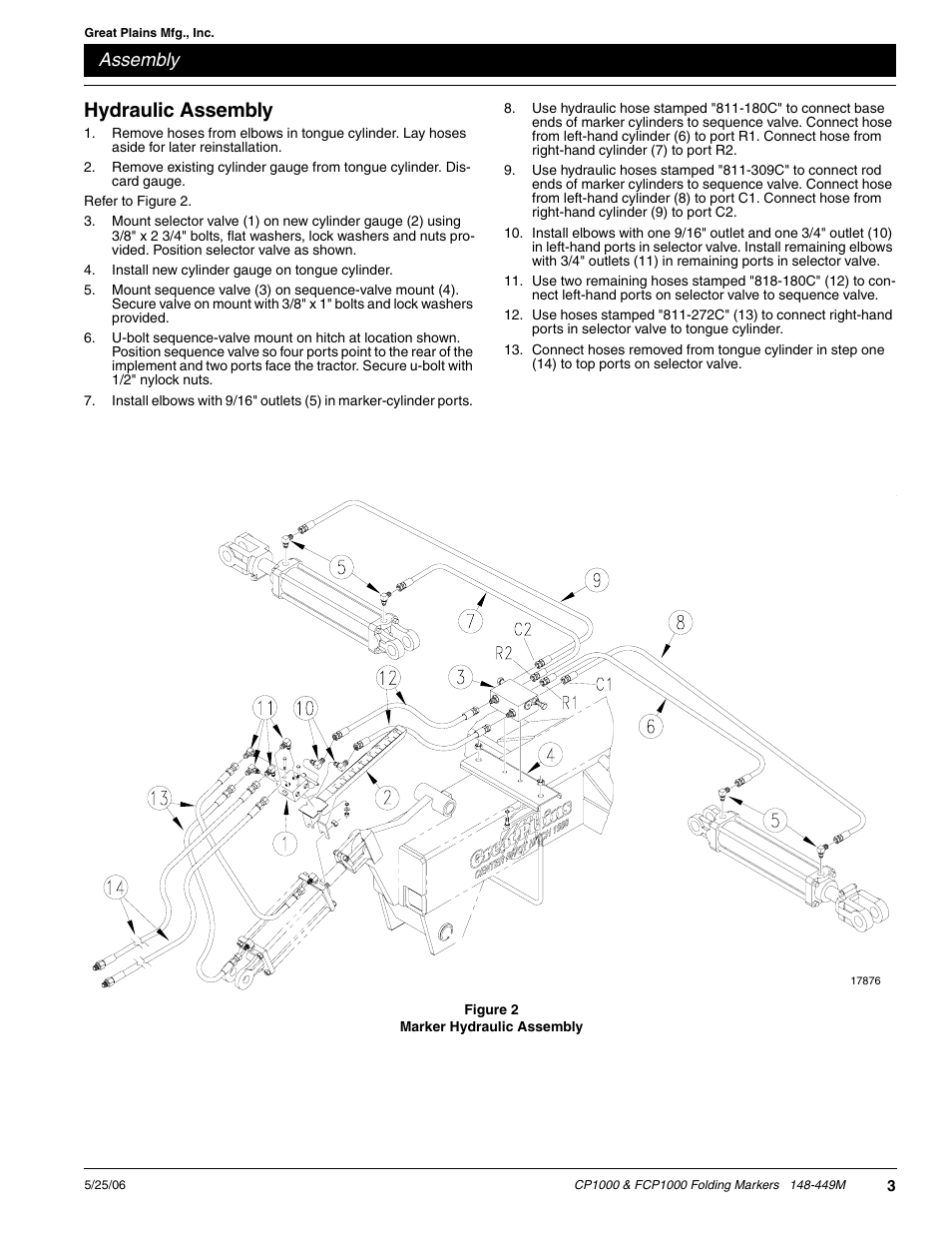 Hydraulic assembly, Assembly | Great Plains FCP1000 Assembly Instructions User Manual | Page 3 / 6