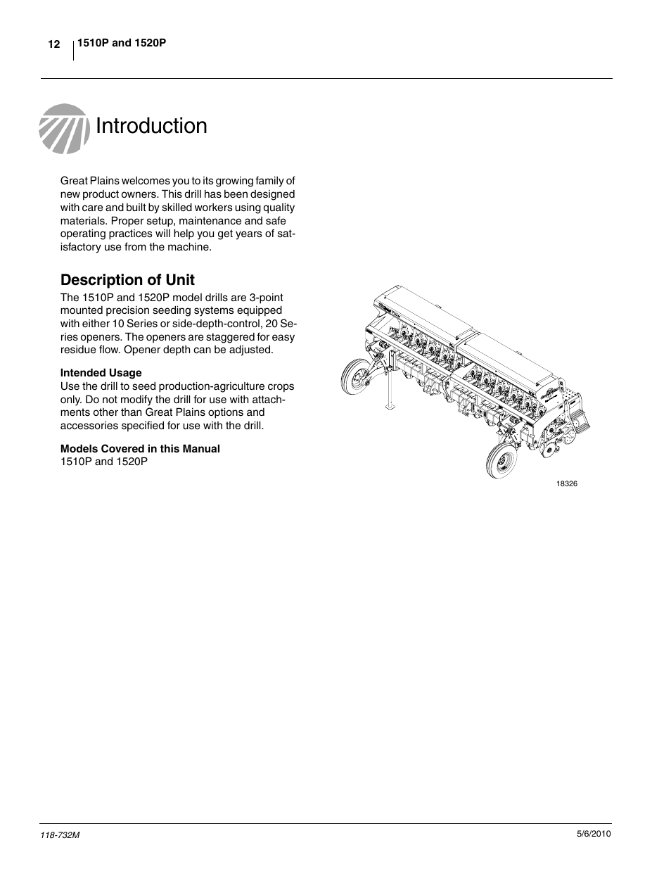 Introduction, Description of unit | Great Plains 1520P Operator Manual User Manual | Page 14 / 134