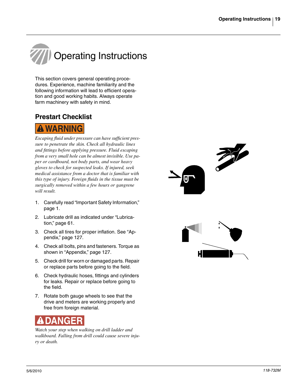 Operating instructions, Prestart checklist | Great Plains 1520P Operator Manual User Manual | Page 21 / 134