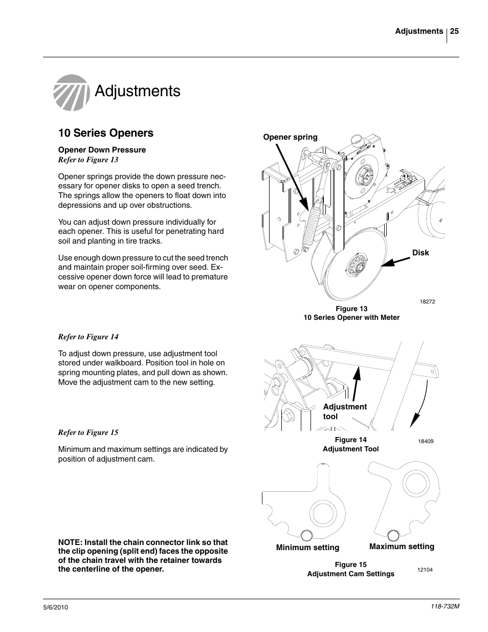 Adjustments, 10 series openers | Great Plains 1520P Operator Manual User Manual | Page 27 / 134