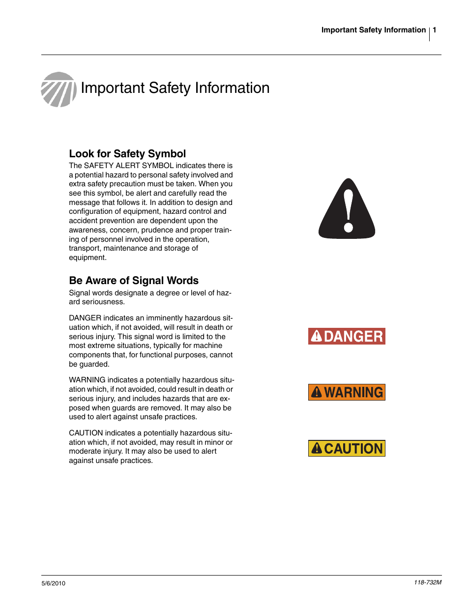 Important safety information, Look for safety symbol, Be aware of signal words | Great Plains 1520P Operator Manual User Manual | Page 3 / 134
