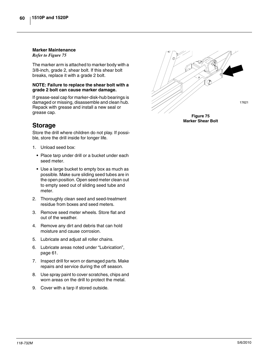 Storage | Great Plains 1520P Operator Manual User Manual | Page 62 / 134