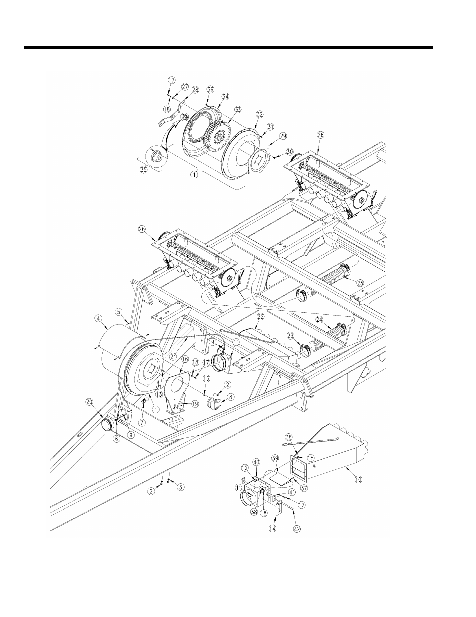 Fan and transition pull between air cart (s/n, A1158t+) | Great Plains ADC2350BE Parts Manual User Manual | Page 34 / 112