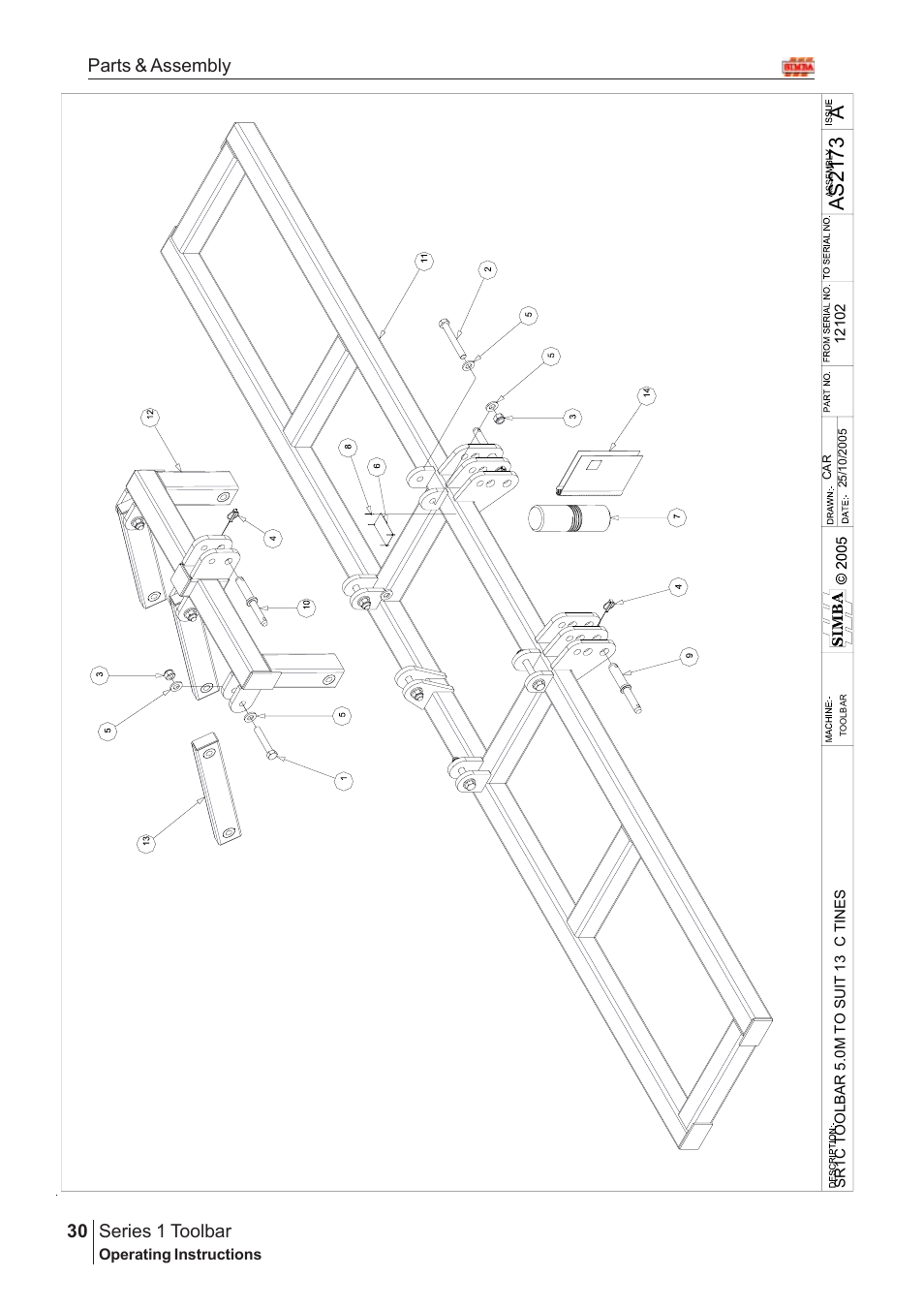 Aas21 7 3, Series 1 toolbar, 30 parts & assembly | Great Plains Series 1 Toolbar Assembly Instructions User Manual | Page 10 / 54