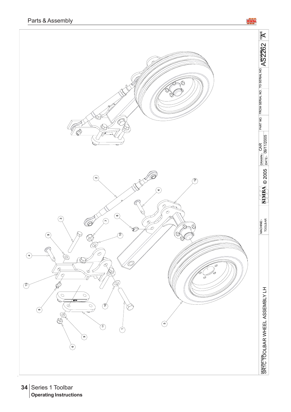 Aas22 6 2, Series 1 toolbar, 34 parts & assembly | Great Plains Series 1 Toolbar Assembly Instructions User Manual | Page 14 / 54