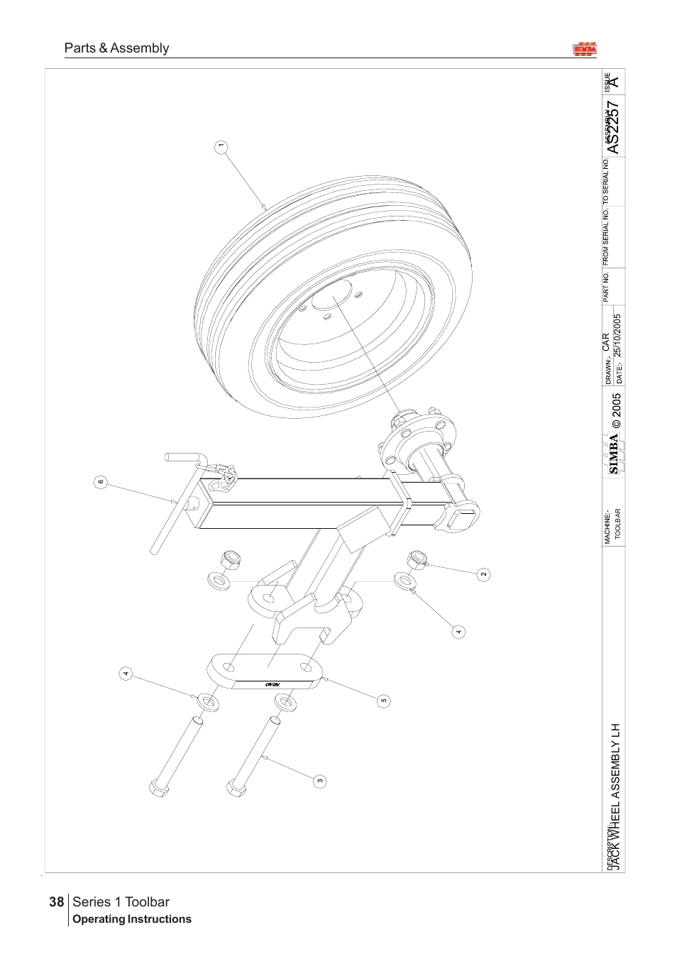 Aas22 5 7, Series 1 toolbar, 38 parts & assembly | Great Plains Series 1 Toolbar Assembly Instructions User Manual | Page 18 / 54