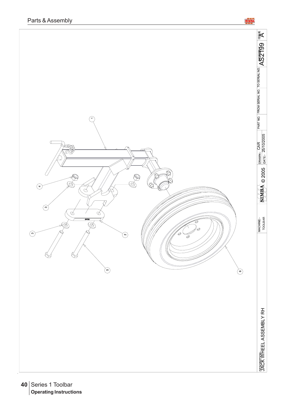 Aas21 9 9, Series 1 toolbar, 40 parts & assembly | Great Plains Series 1 Toolbar Assembly Instructions User Manual | Page 20 / 54