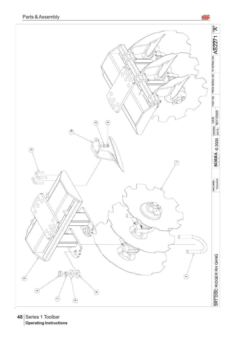 Aas22 7 1, Series 1 toolbar, 48 parts & assembly | Great Plains Series 1 Toolbar Assembly Instructions User Manual | Page 28 / 54