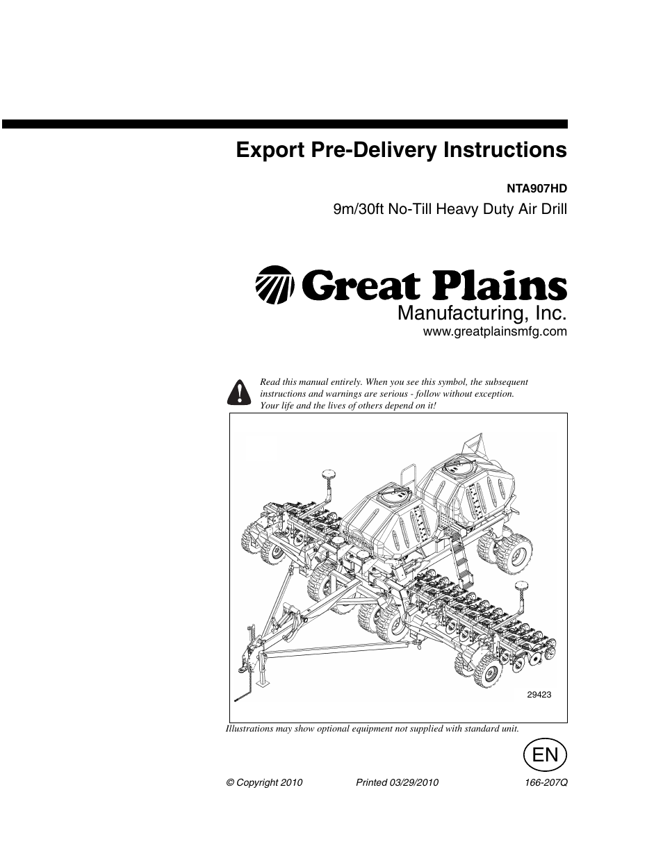 Great Plains NTA3007HD Predelivery Manual User Manual | 70 pages