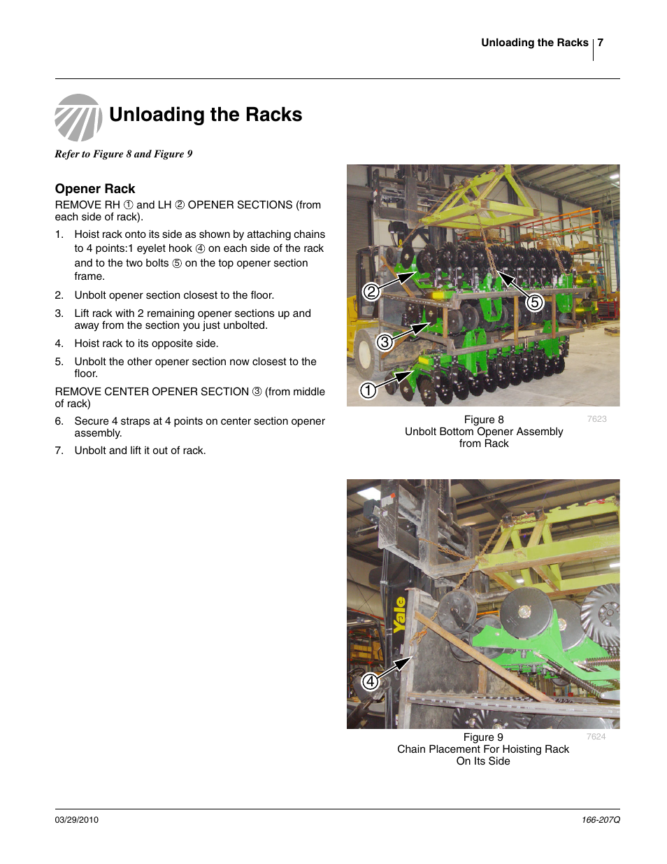 Unloading the racks, Opener rack | Great Plains NTA3007HD Predelivery Manual User Manual | Page 11 / 70