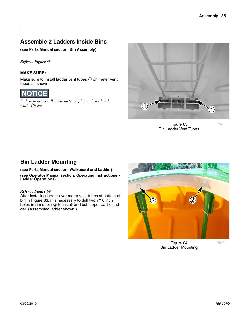 Assemble 2 ladders inside bins, Bin ladder mounting, Assemble 2 ladders inside bins bin ladder mounting | Great Plains NTA3007HD Predelivery Manual User Manual | Page 39 / 70