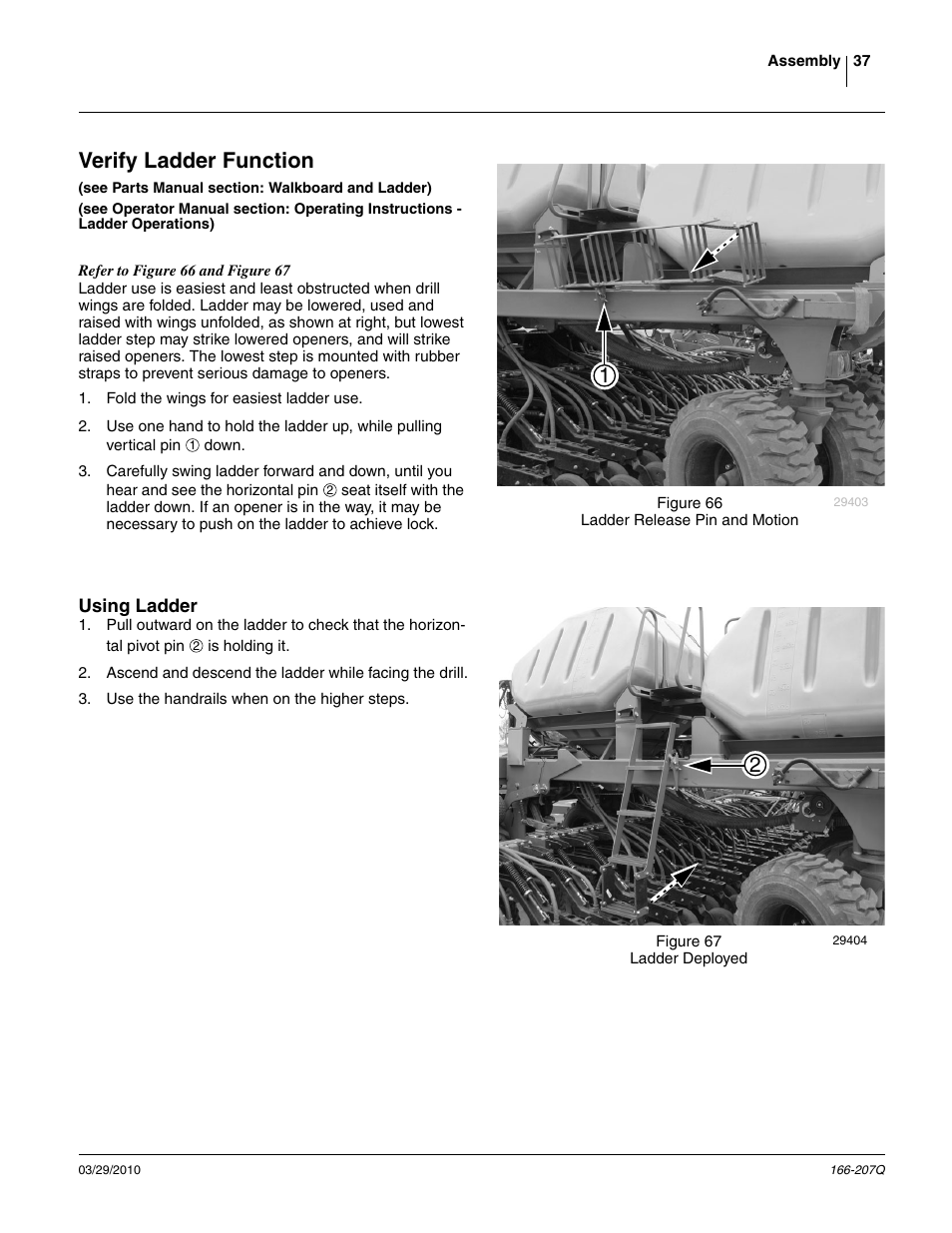 Verify ladder function, Using ladder | Great Plains NTA3007HD Predelivery Manual User Manual | Page 41 / 70