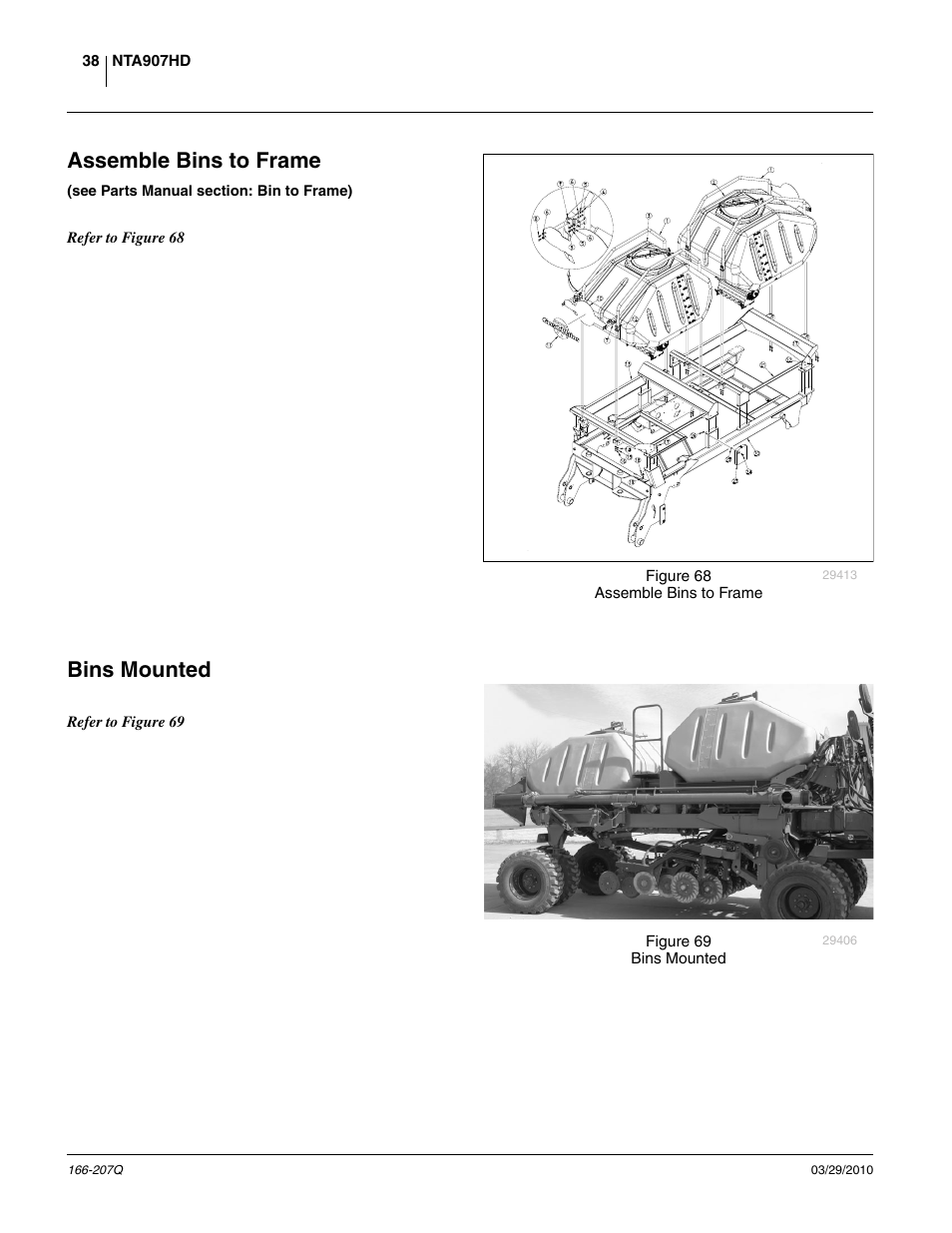 Assemble bins to frame, Bins mounted | Great Plains NTA3007HD Predelivery Manual User Manual | Page 42 / 70
