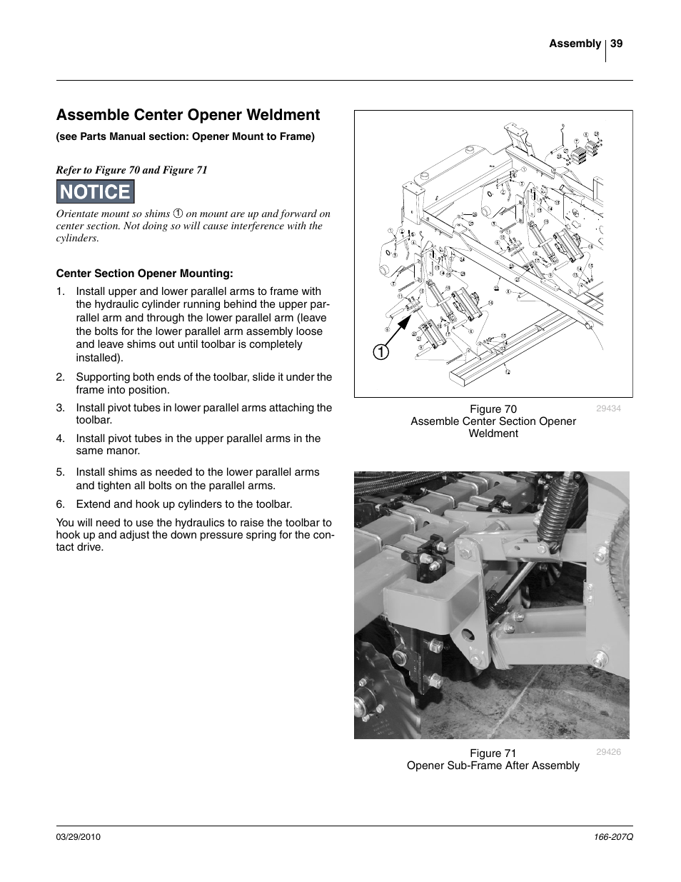 Assemble center opener weldment | Great Plains NTA3007HD Predelivery Manual User Manual | Page 43 / 70
