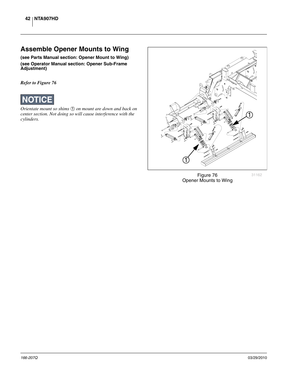 Assemble opener mounts to wing | Great Plains NTA3007HD Predelivery Manual User Manual | Page 46 / 70