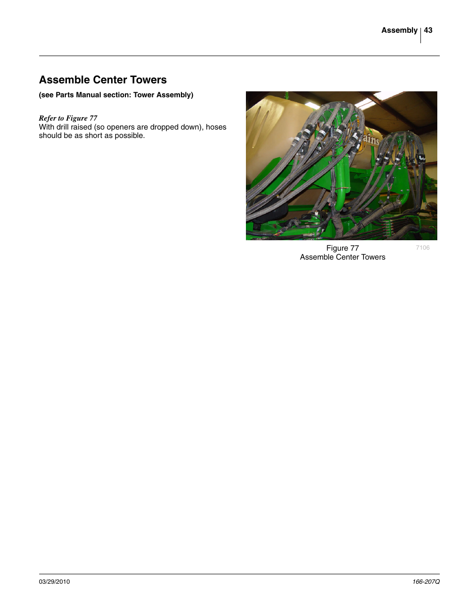 Assemble center towers | Great Plains NTA3007HD Predelivery Manual User Manual | Page 47 / 70