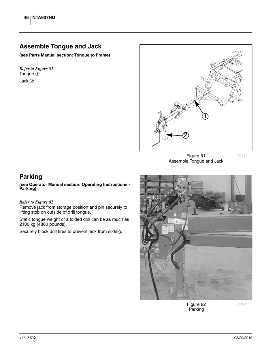 Assemble tongue and jack, Parking | Great Plains NTA3007HD Predelivery Manual User Manual | Page 50 / 70
