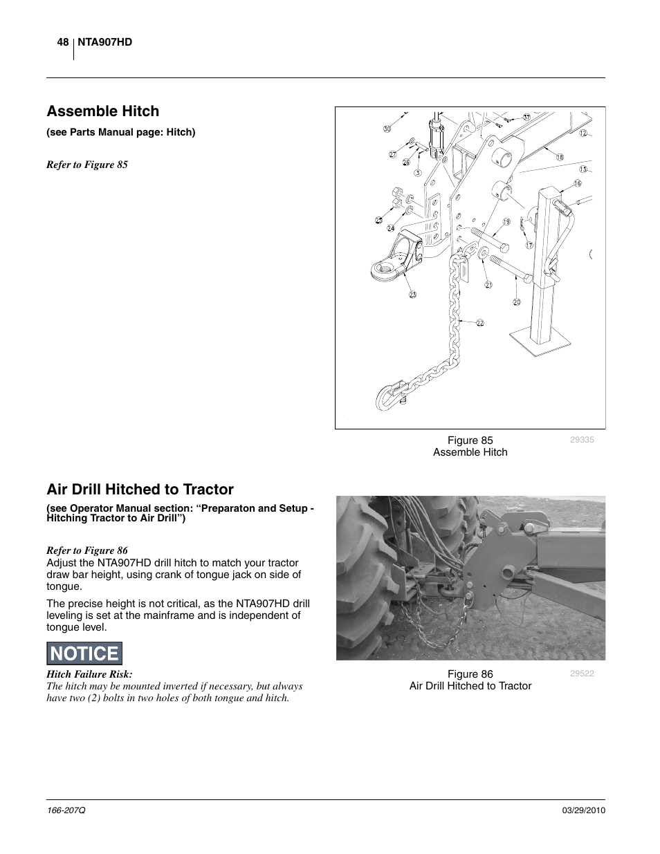 Assemble hitch, Air drill hitched to tractor | Great Plains NTA3007HD Predelivery Manual User Manual | Page 52 / 70
