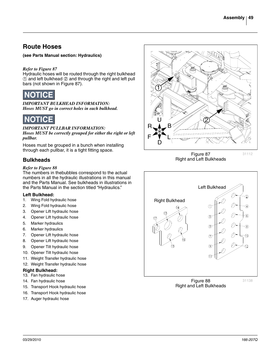 Route hoses, Bulkheads | Great Plains NTA3007HD Predelivery Manual User Manual | Page 53 / 70