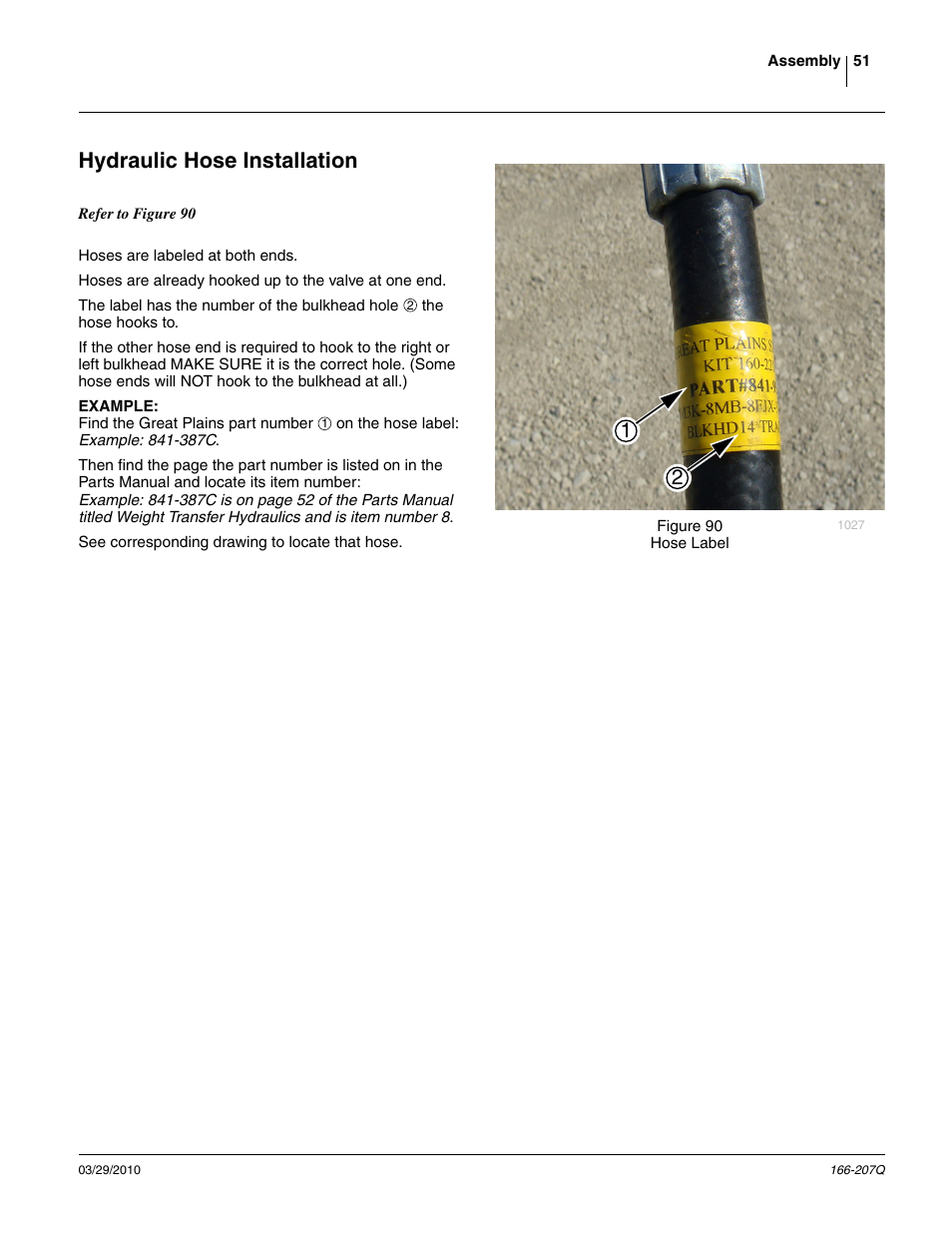 Hydraulic hose installation | Great Plains NTA3007HD Predelivery Manual User Manual | Page 55 / 70