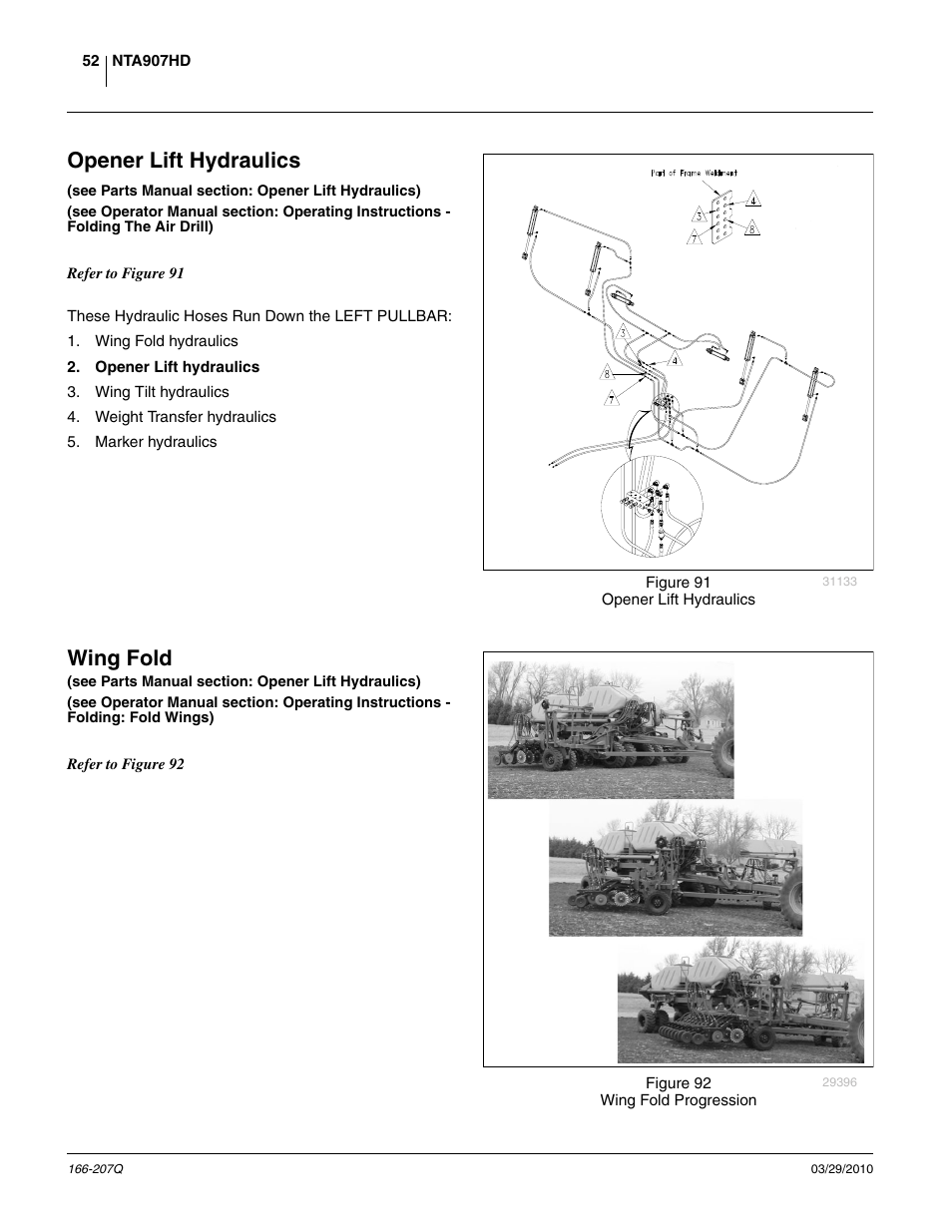 Opener lift hydraulics, Wing fold | Great Plains NTA3007HD Predelivery Manual User Manual | Page 56 / 70