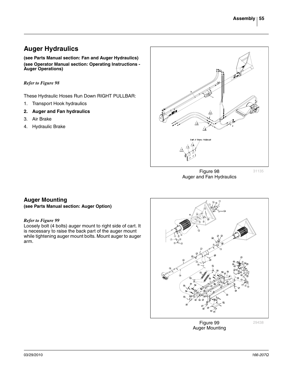 Auger hydraulics, Auger mounting | Great Plains NTA3007HD Predelivery Manual User Manual | Page 59 / 70