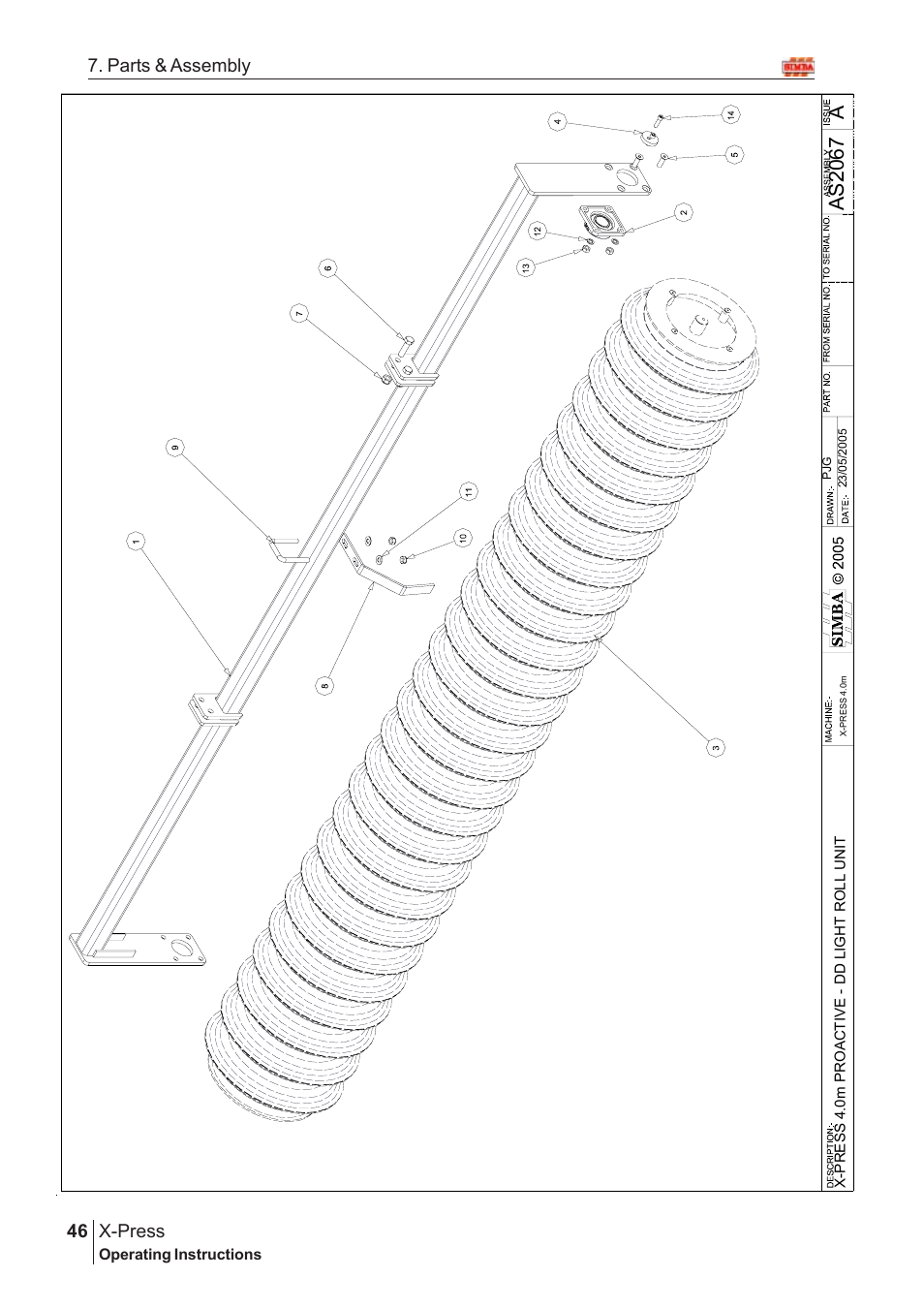 Aas20 67, X-press, 46 7. parts & assembly | Great Plains X-PresS 2005 Assembly Instructions User Manual | Page 12 / 20