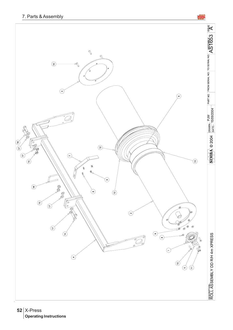 Aas16 5 3, X-press, 52 7. parts & assembly | Great Plains X-PresS 2005 Assembly Instructions User Manual | Page 18 / 20