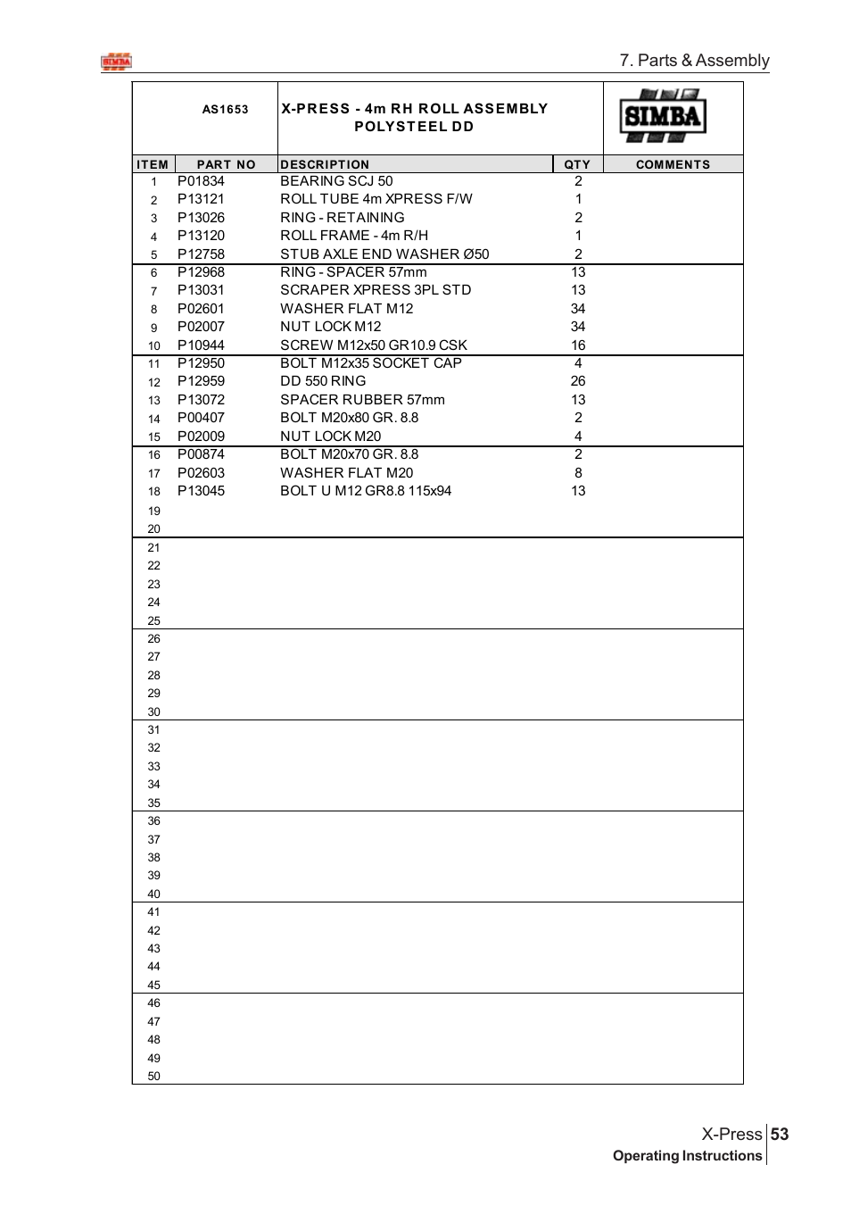 53 x-press, Parts & assembly | Great Plains X-PresS 2005 Assembly Instructions User Manual | Page 19 / 20