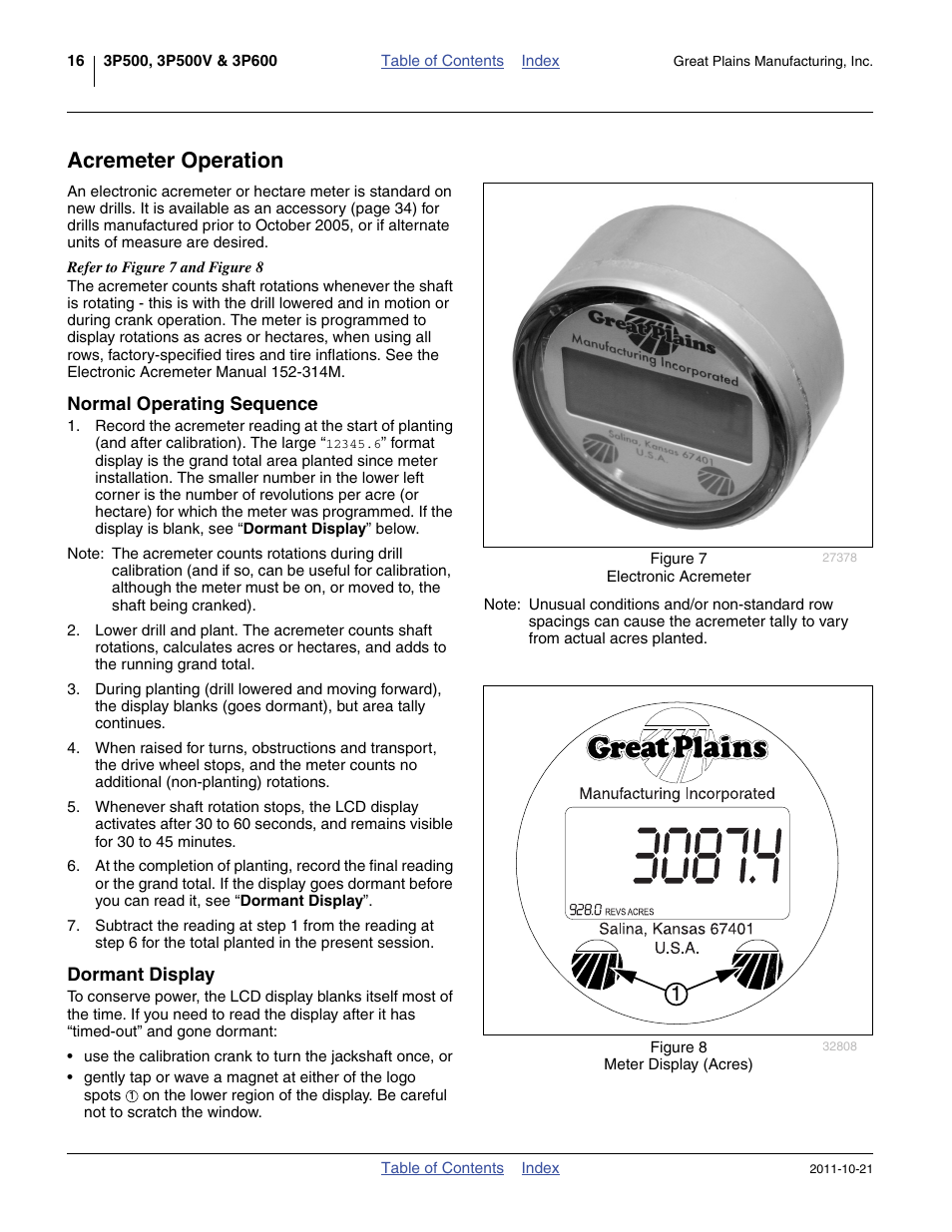 Acremeter operation, Normal operating sequence, Dormant display | Normal operating sequence dormant display | Great Plains 3P600 Operator Manual User Manual | Page 20 / 60