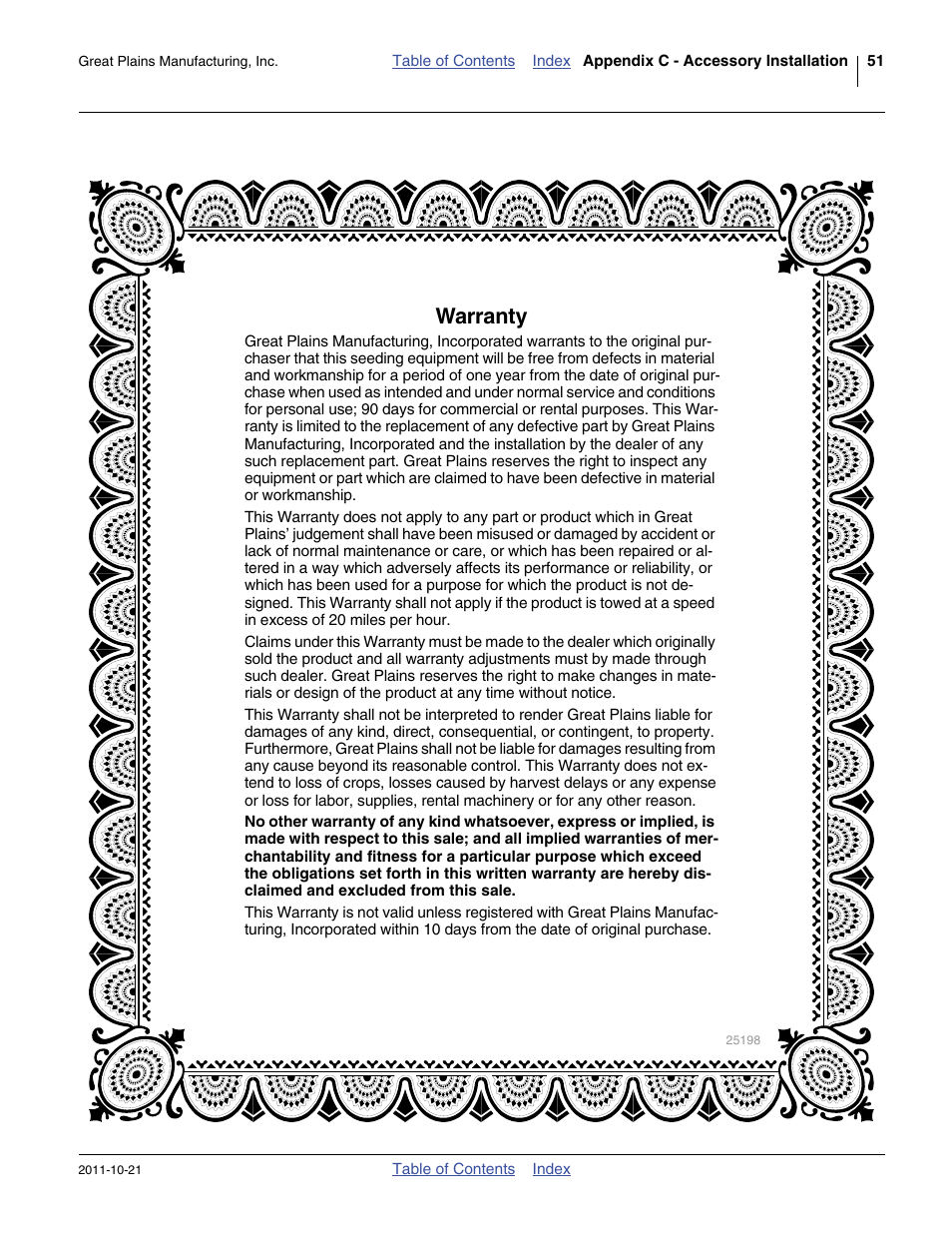 Warranty | Great Plains 3P600 Operator Manual User Manual | Page 55 / 60