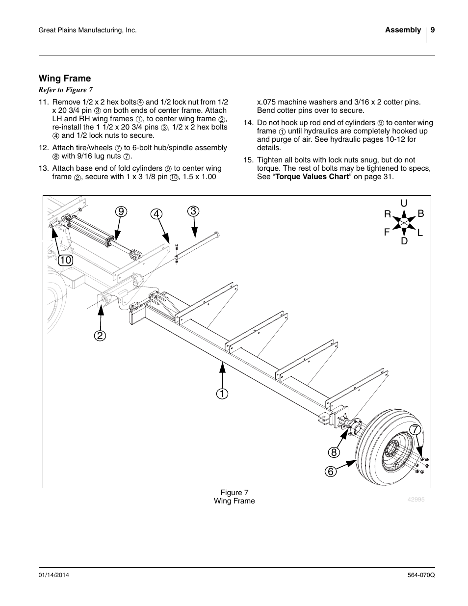 Wing frame | Great Plains FH6800HD Predelivery Manual User Manual | Page 13 / 40