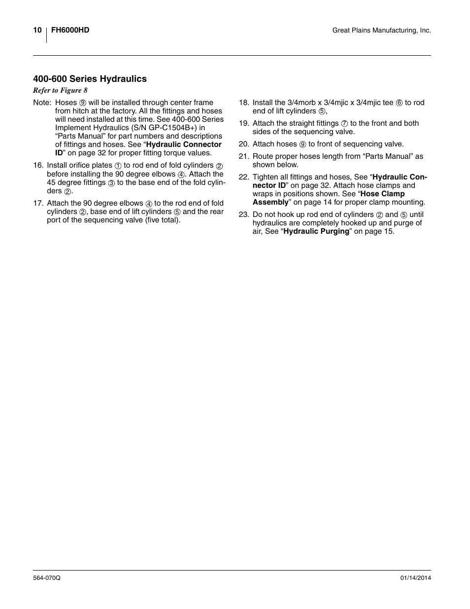 600 series hydraulics | Great Plains FH6800HD Predelivery Manual User Manual | Page 14 / 40
