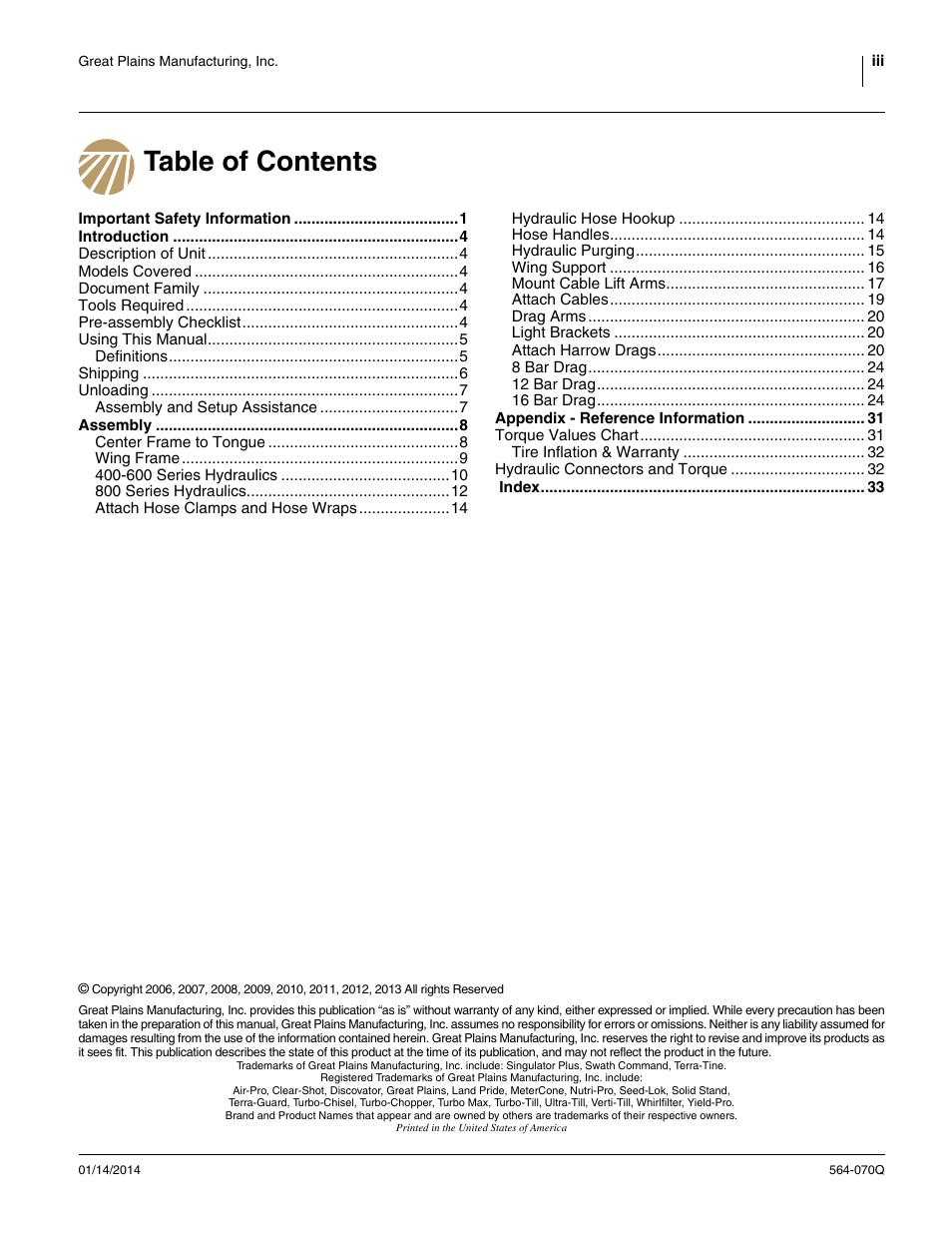 Great Plains FH6800HD Predelivery Manual User Manual | Page 3 / 40
