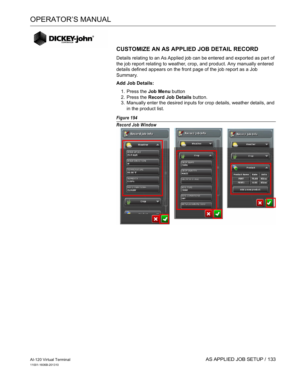 Operator’s manual | Great Plains DICKEY-john AI-120 12-inch Virtual Terminal User Manual | Page 141 / 193