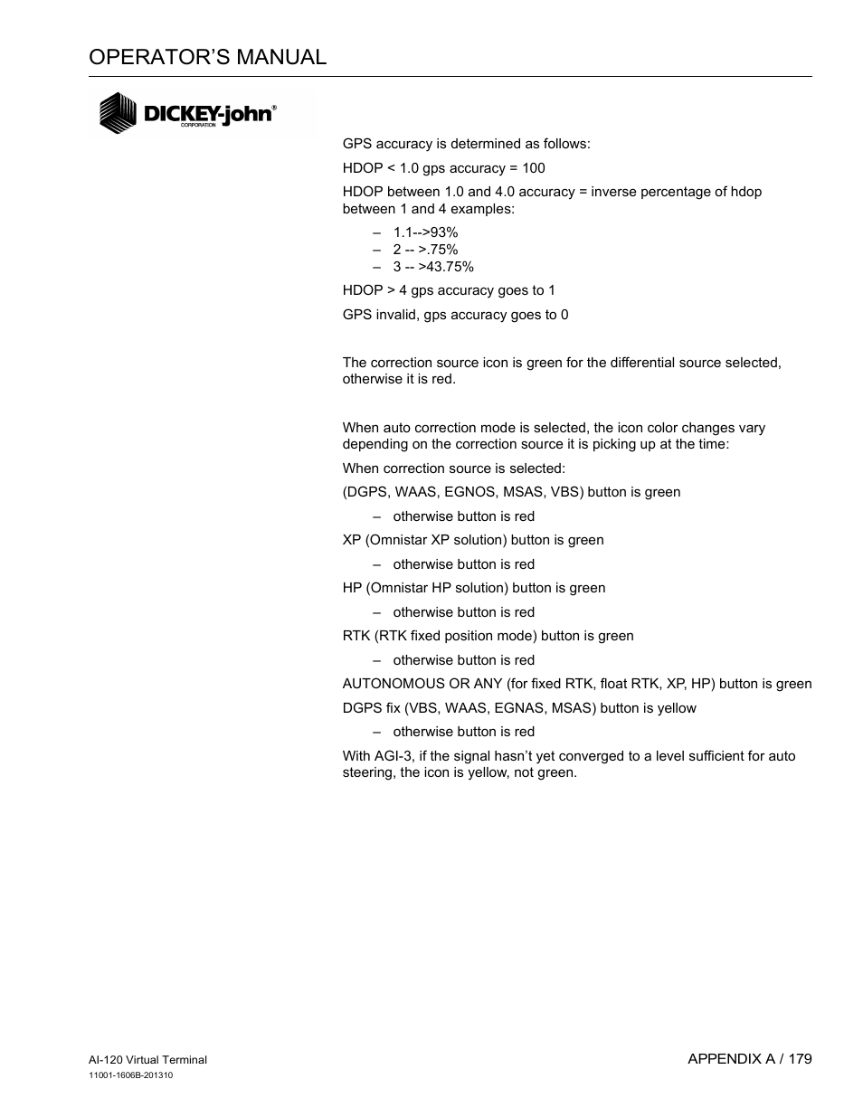 Operator’s manual | Great Plains DICKEY-john AI-120 12-inch Virtual Terminal User Manual | Page 187 / 193