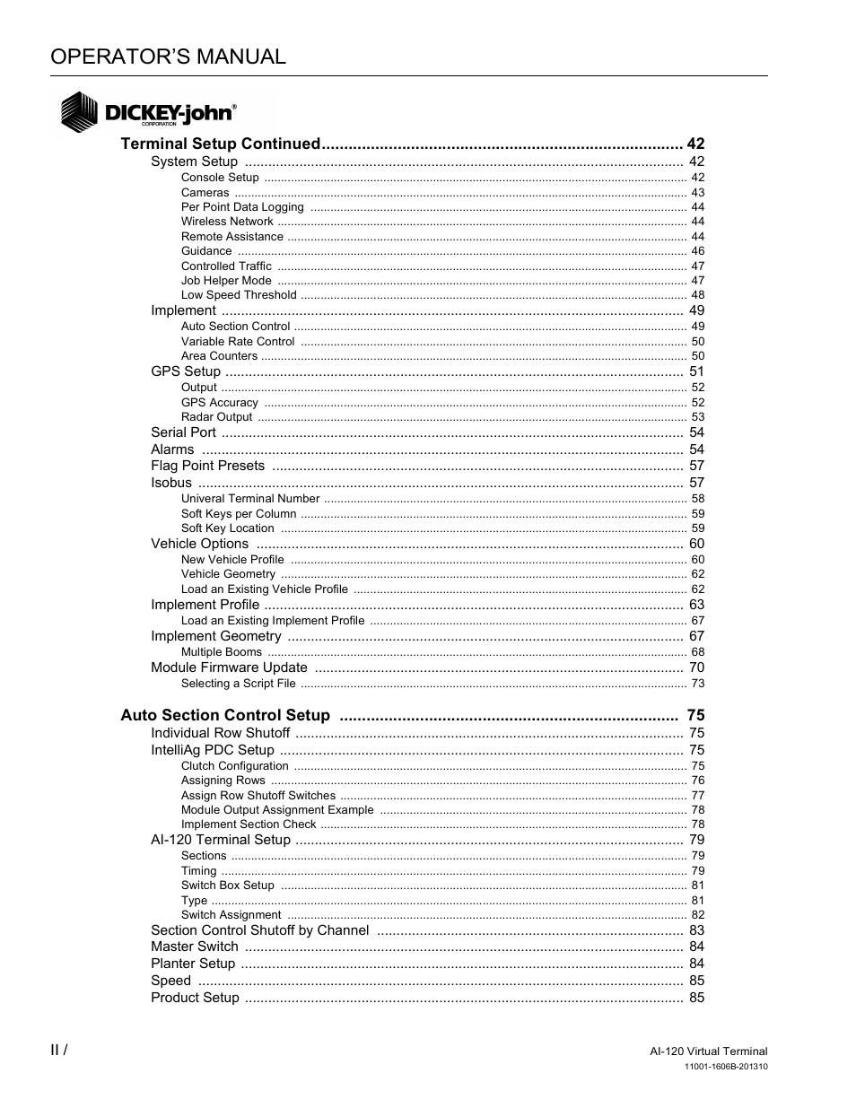 Operator’s manual | Great Plains DICKEY-john AI-120 12-inch Virtual Terminal User Manual | Page 4 / 193