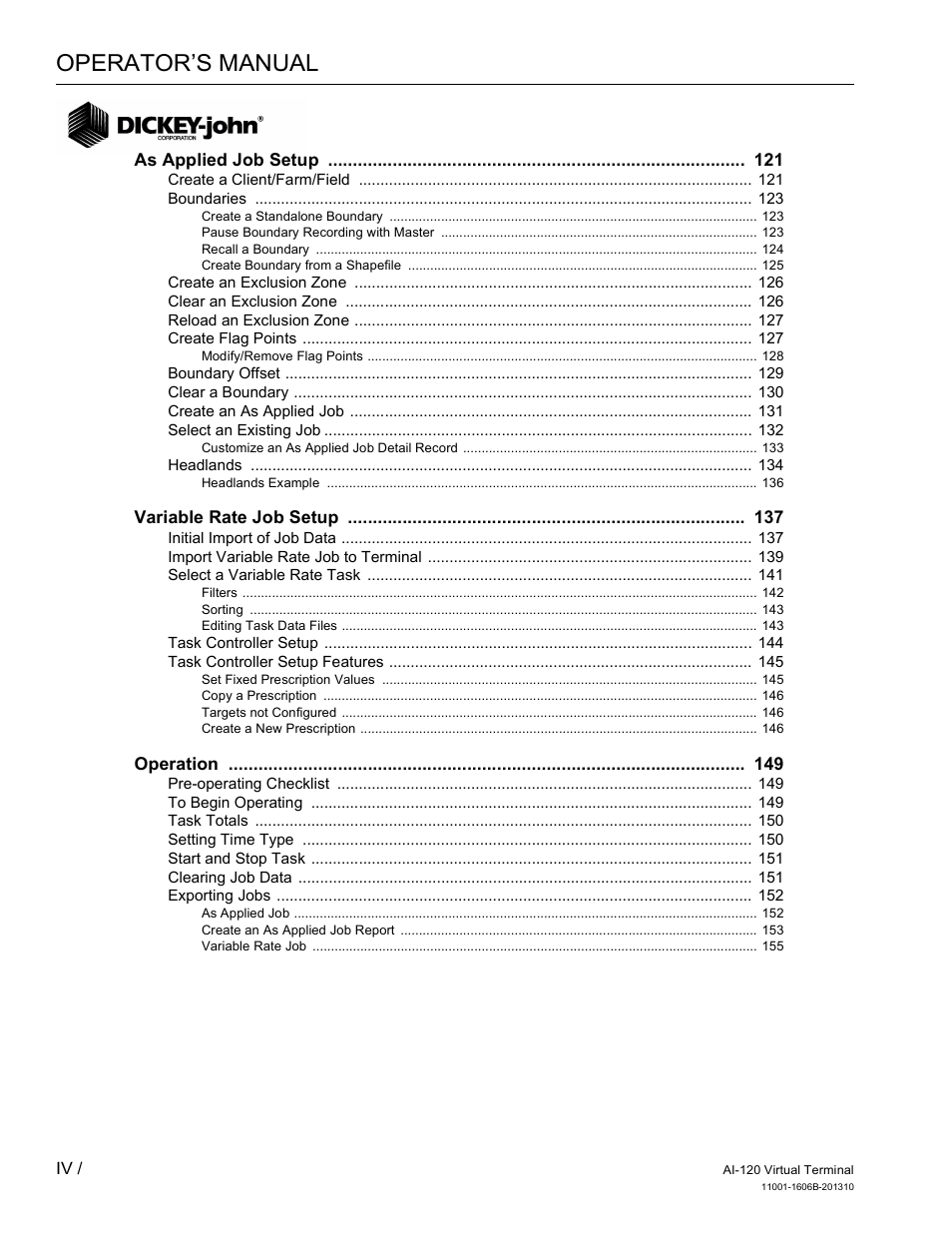 Operator’s manual | Great Plains DICKEY-john AI-120 12-inch Virtual Terminal User Manual | Page 6 / 193