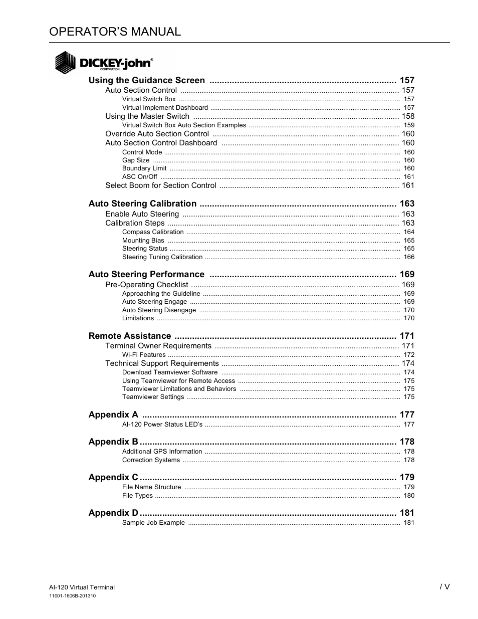 Operator’s manual | Great Plains DICKEY-john AI-120 12-inch Virtual Terminal User Manual | Page 7 / 193