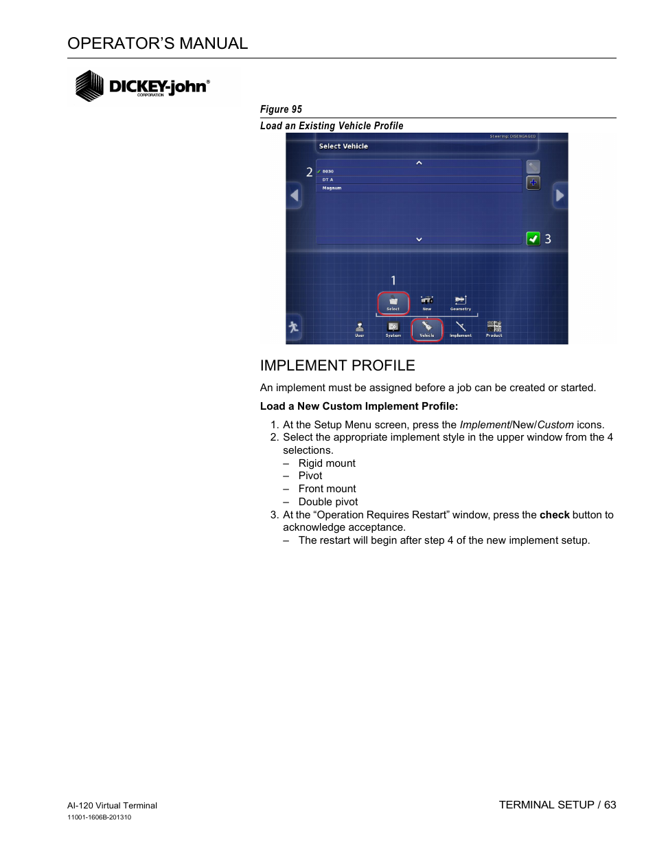Operator’s manual, Implement profile | Great Plains DICKEY-john AI-120 12-inch Virtual Terminal User Manual | Page 71 / 193